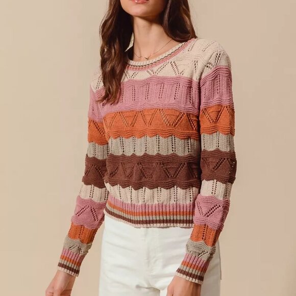 SO ME Multi Color Wavy Stripe Sweater Top - Picture 10 of 13